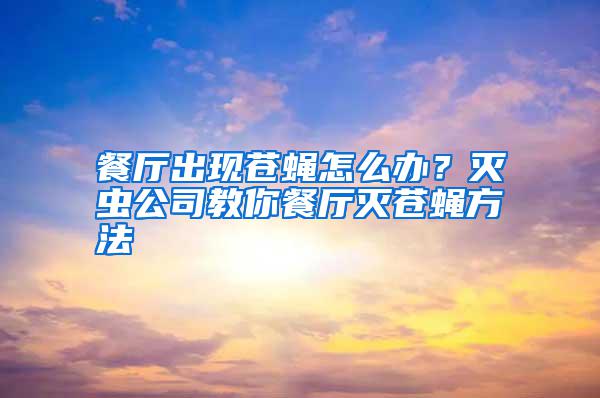 餐廳出現蒼蠅怎么辦？滅蟲公司教你餐廳滅蒼蠅方法