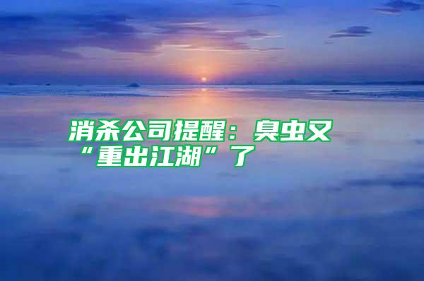 消殺公司提醒：臭蟲又“重出江湖”了