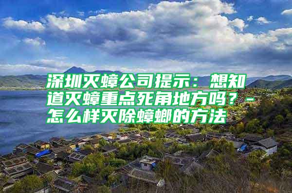 深圳滅蟑公司提示：想知道滅蟑重點死角地方嗎？-怎么樣滅除蟑螂的方法